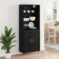 vidaXL Highboard Čierny dub 69,5 x 34 x 180 cm Kompozitné drevo