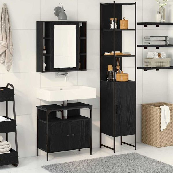 vidaXL Sada kúpeľňového nábytku 3 pcs Čierny dub Kompozitné drevo