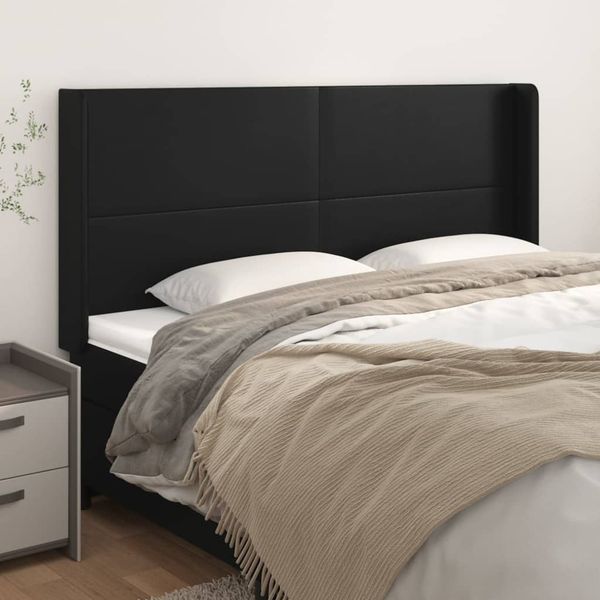 vidaXL Čelo postele so záhybmi čierne 203x16x118/128 cm umelá koža