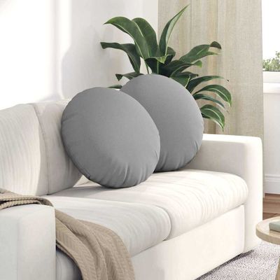vidaXL Vankúše na sedenie 2 pcs Oblá šedá Ø50 x 19 cm látka