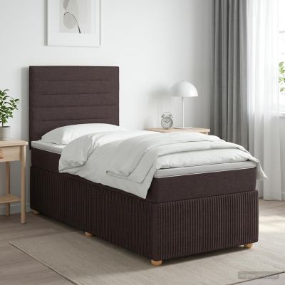 vidaXL LED boxspring posteľ s matracom Tmavohnedá 100 x 200 cm Látka