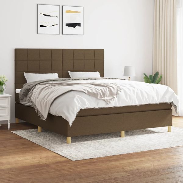 vidaXL Boxspring posteľ s matracom tmavohnedá 180x200 cm látka