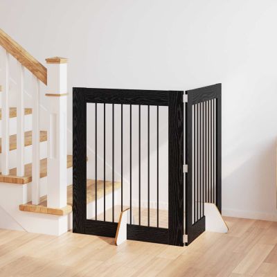 vidaXL Brána pre psov so stojanmi 2 pcs Čierny dub 80 x 100 cm