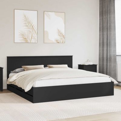 vidaXL Rám postele so zásuvkou Čierna 200 x 200 cm Inžinierske drevo
