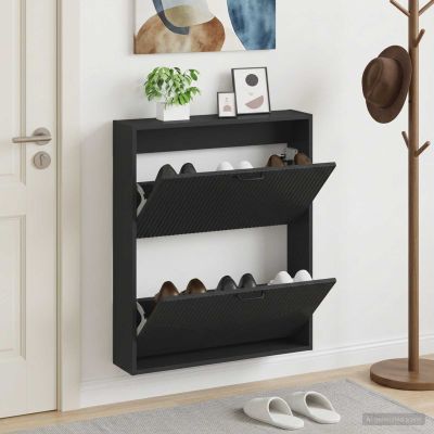 vidaXL Nástenný botník HOORN 71 x 17 x 86 cm Kompozitné drevo Čierna