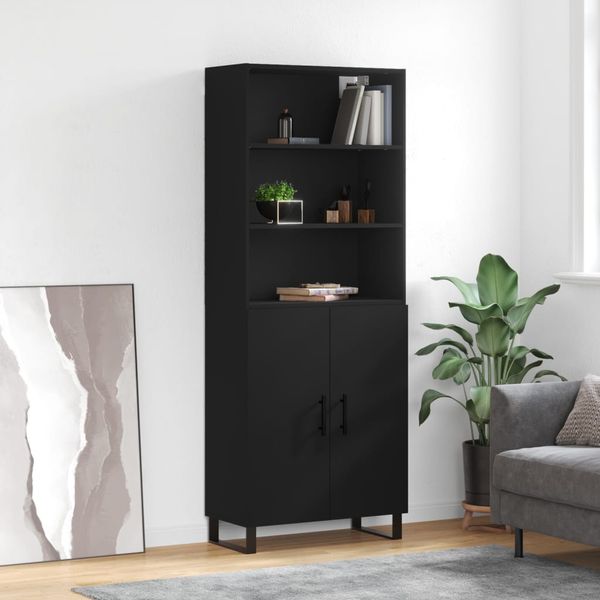 vidaXL Vysoká skrinka čierna 69,5x34x180 cm spracované drevo