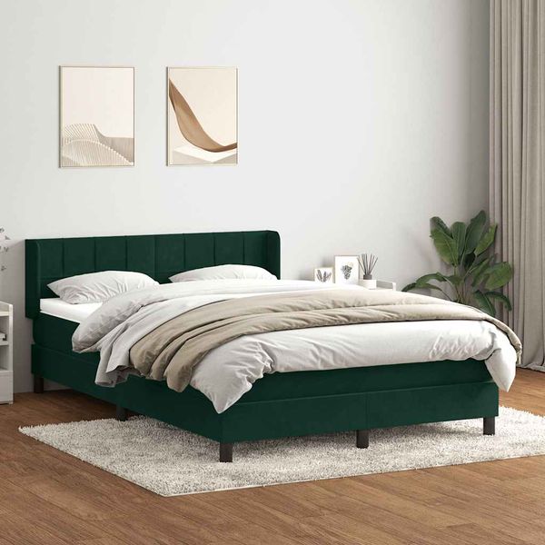 vidaXL Posteľný rám boxsping s matracom tmavozelený 160x220 cm zamat