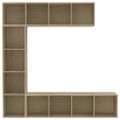 vidaXL 3-dielna knižnica/TV skrinka farba dubu sonoma 180x30x180 cm