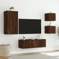 vidaXL 4-dielne TV nástenné skrinky s LED svetlami hnedý dub