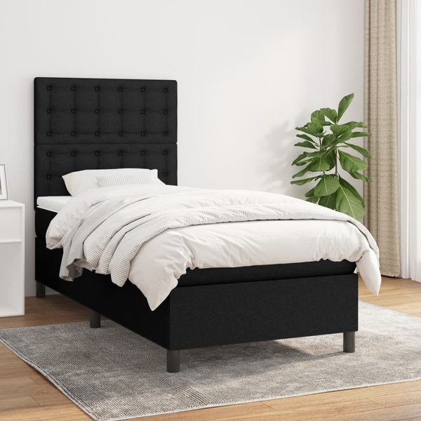 vidaXL Boxspring posteľ s matracom čierna 100x200 cm látka