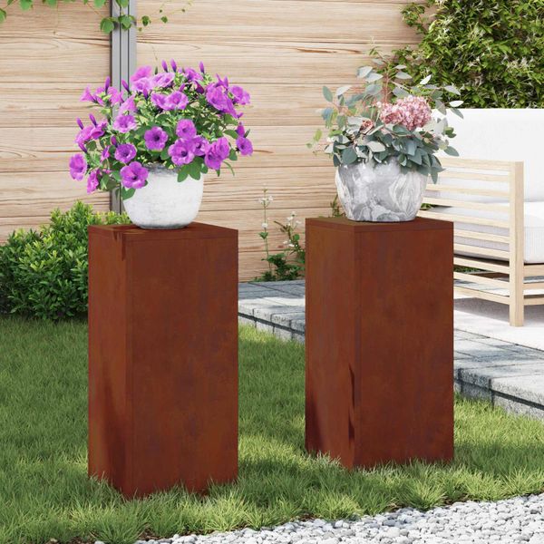 vidaXL Stojan na rastliny 2 pcs Hrdzavý 24 x 24 x 55 cm