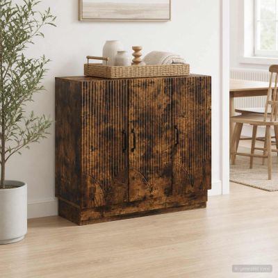 vidaXL Servírovacia skriňa Dymový dub 89 x 34,5 x 77 cm