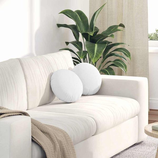 vidaXL Vankúše na sedenie 2 pcs Biela Ø30 x 13 cm látka