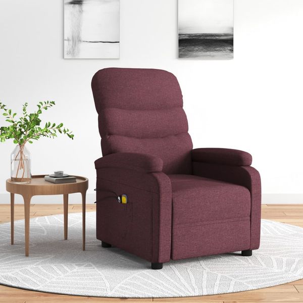 vidaXL Elektrické masážne kreslo fialové látka
