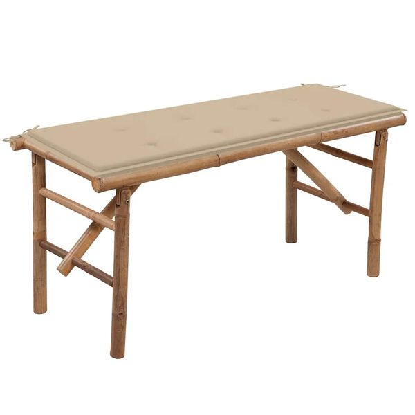 vidaXL Skladacia záhradná lavička s podložkou 118 cm bambus