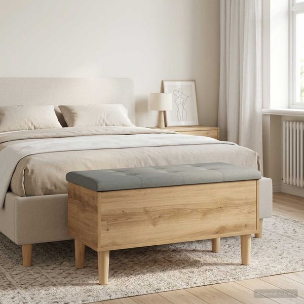 vidaXL Úložná lavička s vankúšom Dub artisan 82 x 42 x 46 cm