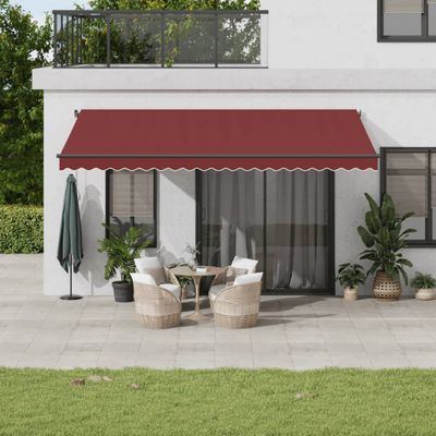 vidaXL Automaticky zaťahovacia markíza vínová 500x350 cm