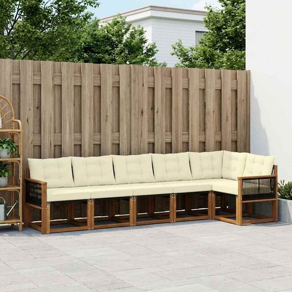 vidaXL Záhradná súprava gaučov s vankúšom 6 pcs Prírodná a krémová