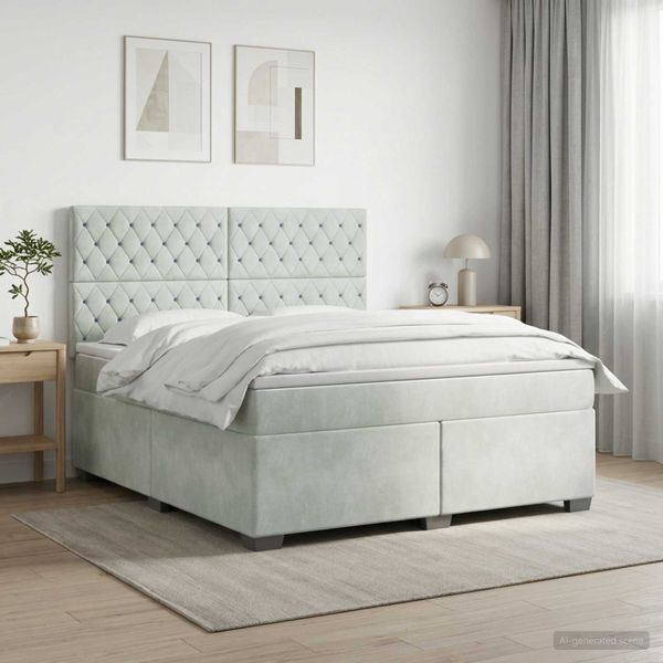 vidaXL Posteľ boxspring s matracom Svetlosivá 140 x 200 cm Zamat