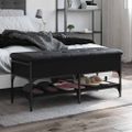 vidaXL Lavička na topánky čierna 102x42x45 cm kompozitné drevo