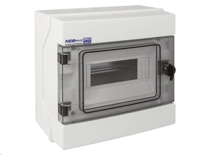 Rozvádzač RH-8 NEO pre fotovoltaiku plast. / IP65 / 1000V DC / 500V AC / 1x8 stenný / prehľadné dvere
