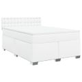 vidaXL Boxspring posteľ s matracom biely 140x190 cm umelá koža