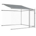 vidaXL Klietka pre psa so strechou a dverami sivá 10x2x2m pozink. oceľ