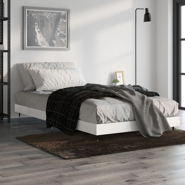 vidaXL Posteľný rám lesklý biely 90x200 cm kompozitné masív
