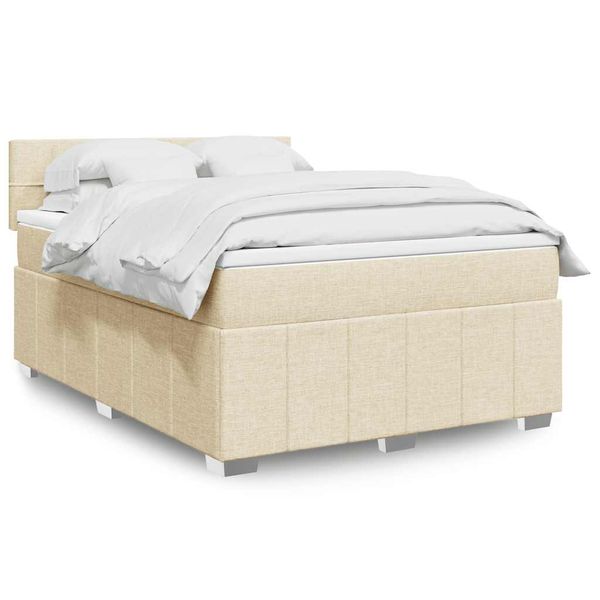 vidaXL Boxspring posteľ s matracom krémový 140x190 cm látka