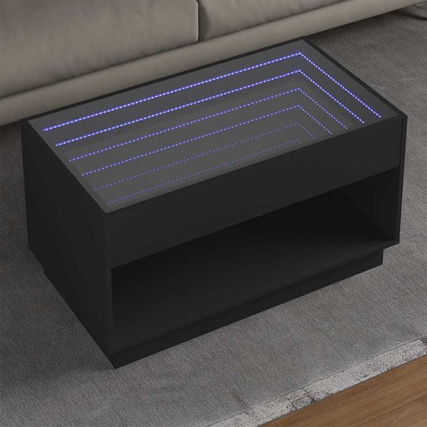 vidaXL Konferenčný stolík s nekonečnými LED čierny 90x50x50 cm