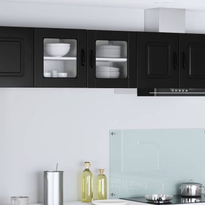 vidaXL Nástenný sklenený kabinet PORTO 2 pcs Čierna 40 x 31 x 40 cm