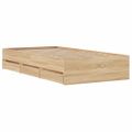 vidaXL Posteľný rám so zásuvkami dub sonoma 90x200 cm kompozitné drevo
