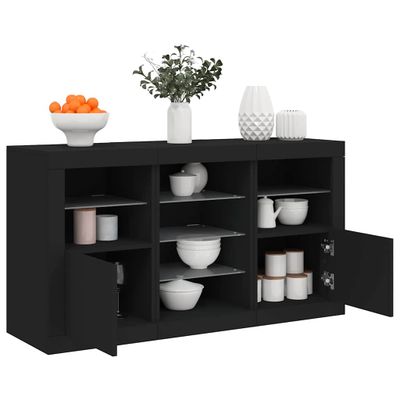 vidaXL Komoda s LED svetlami čierna 123x37x67 cm