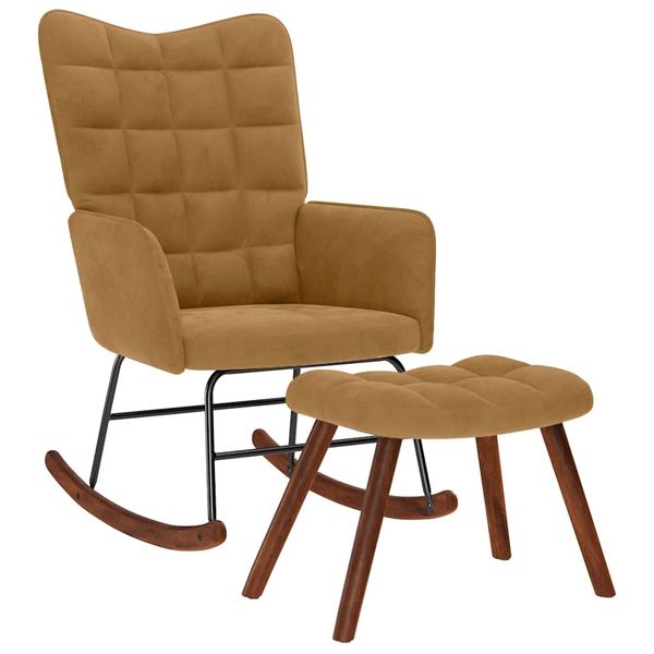 vidaXL Hojdacie kreslo so stoličkou Brown Velvet