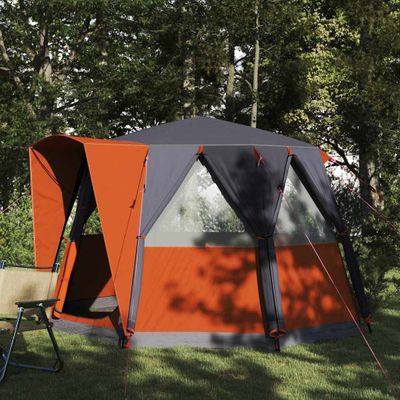 vidaXL Stan pre 3 osoby so strechou Šedá a oranžová 320 x 320 x 203 cm