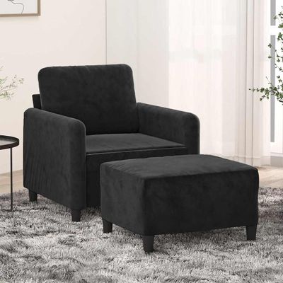 vidaXL Kreslo s podnožkou čierne 60 cm zamat