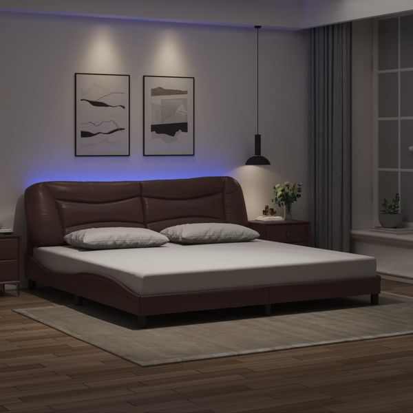vidaXL Rám postele s LED bez matraca Hvar hnedý 200x200 cm
