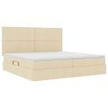 vidaXL Postel s úložným prostorem a matrací Krémová 200 x 200 cm látka