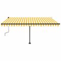 vidaXL Samostatne stojaca manuálna markíza 450x300 cm žlto-biela
