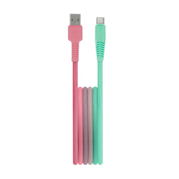 Setty kábel USB - USB-C 1,5 m 3A KGA-C-1.5320 tyrkysovo-ružový gradient