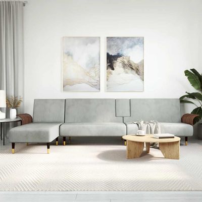 vidaXL Pohovka v tvare L bledosivá 279x140x70 cm zamat