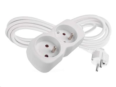 Prodlužovací kabel EMOS P0212 / 2 m / 2 zásuvky / biely / PVC / 1 mm2
