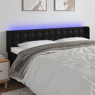 vidaXL Čelo postele s LED čierne 163x16x78/88 cm umelá koža