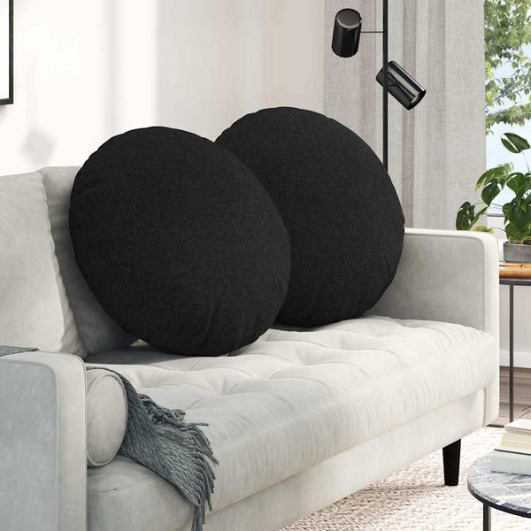 vidaXL Vankúše na sedenie 2 pcs Čierna Ø60 x 21 cm látka