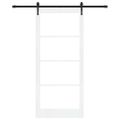 vidaXL Posuvné dvere 93 x 211 cm Masívne borovicové drevo a sklo Biela