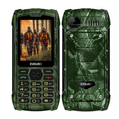 EVOLVEO StrongPhone H1, IP68 odolný Dual SIM telefón, 2,8'' LCD, 5000mAh, Powerbanka, lovec. kamufláž