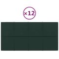 vidaXL Nástenné panely 12 ks tmavozelené 60x30 cm látka 2,16 m²