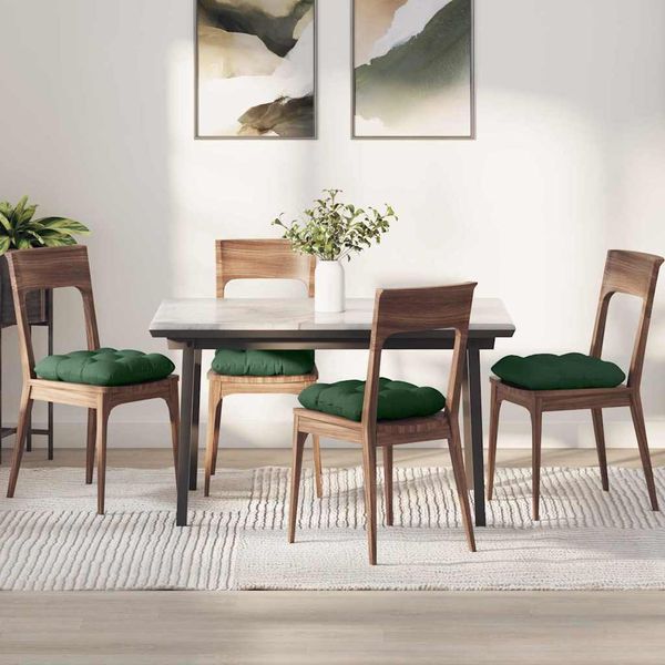 vidaXL Vankúše na sedenie 4 pcs Tmavozelená 40 x 40 cm