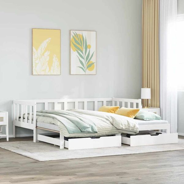 vidaXL Rozkladacia denná posteľ s matracmi bez matraca biela 90x200 cm