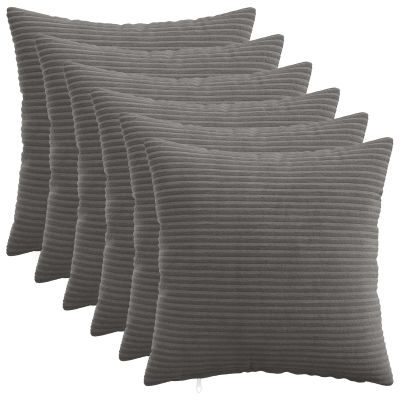 vidaXL Poťah na podložku 6 pcs HEERLEN Tmavosivá 35 x 35 cm manšestr